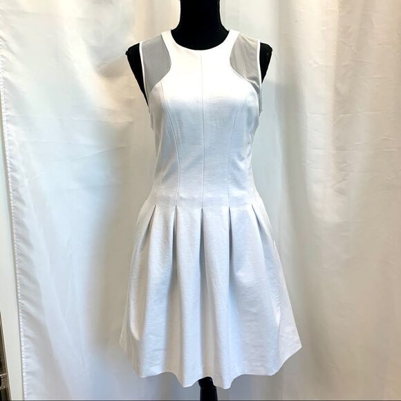 BANANA republic ponte white sleeveless mesh skater dress Sz 8 NWT - Picture 2 of 13